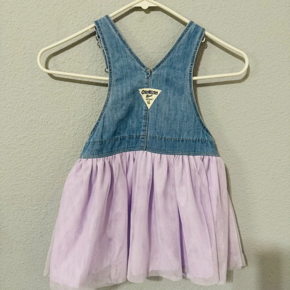 OshKosh Bgosh Girls‎ 4T Unicorn Denim Overall Dress Lavender Tulle Birthday